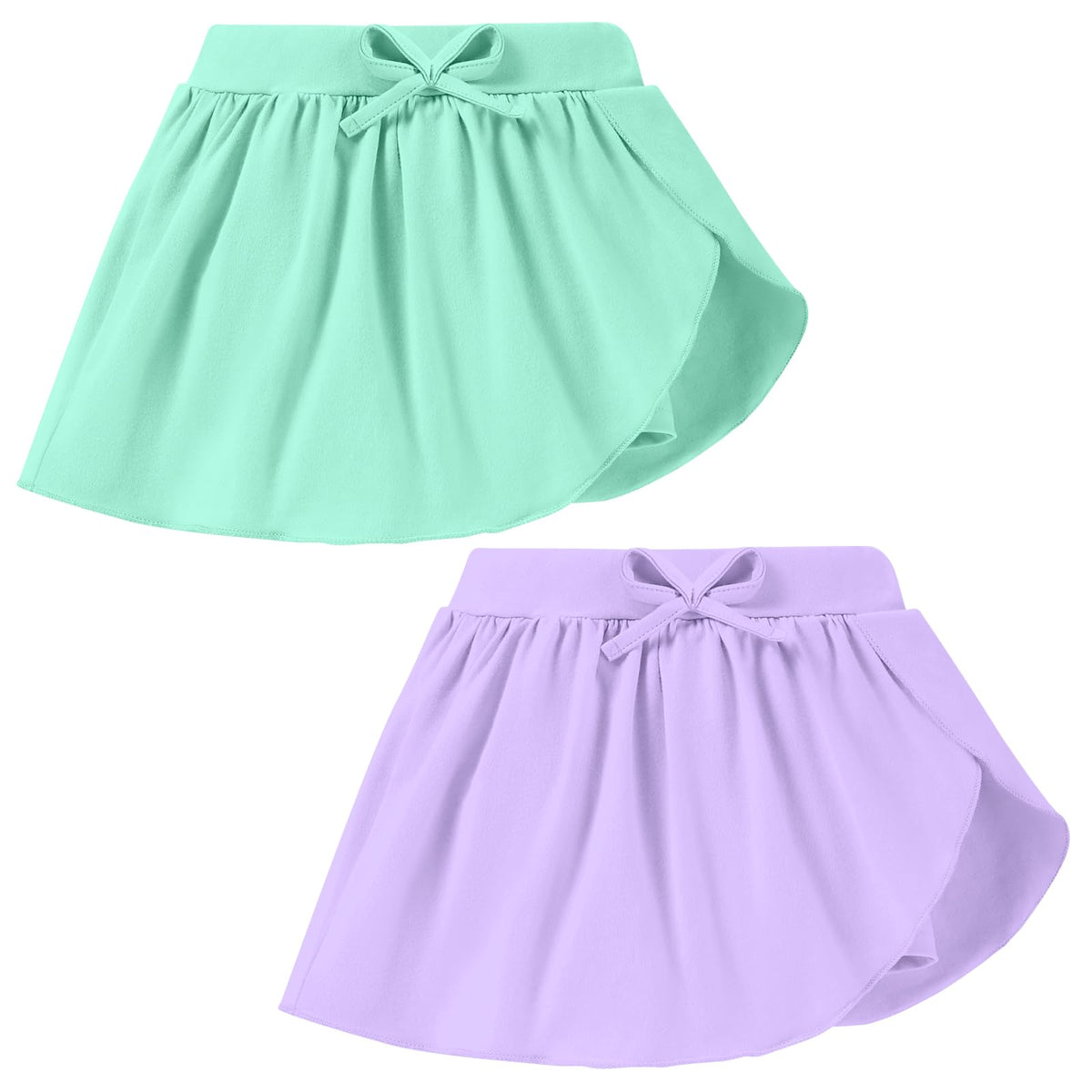 2 Pack Toddler Girls Skirts Skorts Built in Shorts Elastic Flared Baby Flowy Tennis Athletic Skirts Skorts for Girls