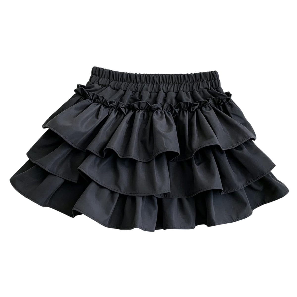 Little Girls 3 Layers Ruffle Skirts with Shorts School Uniform Skirts for Girls Casual Travel Party