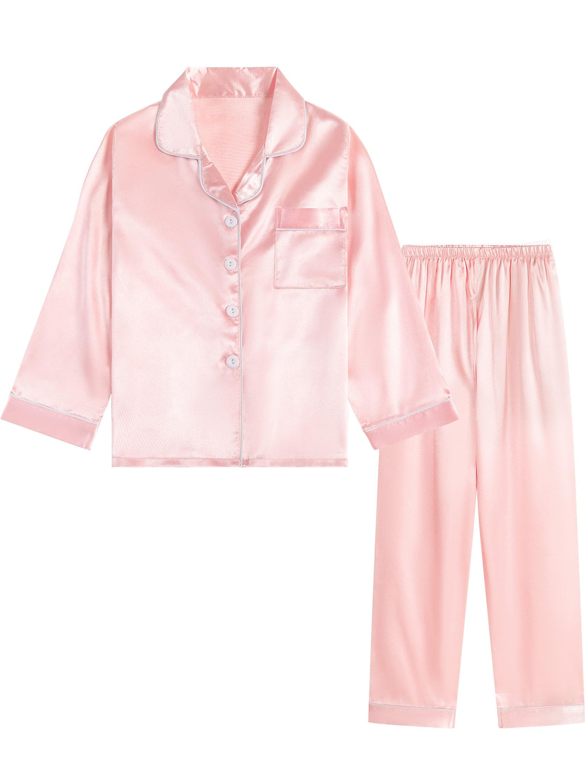 DIPUG Girls Pajamas Pjs Set Satin Long Sleeve Sleepwear for Kids