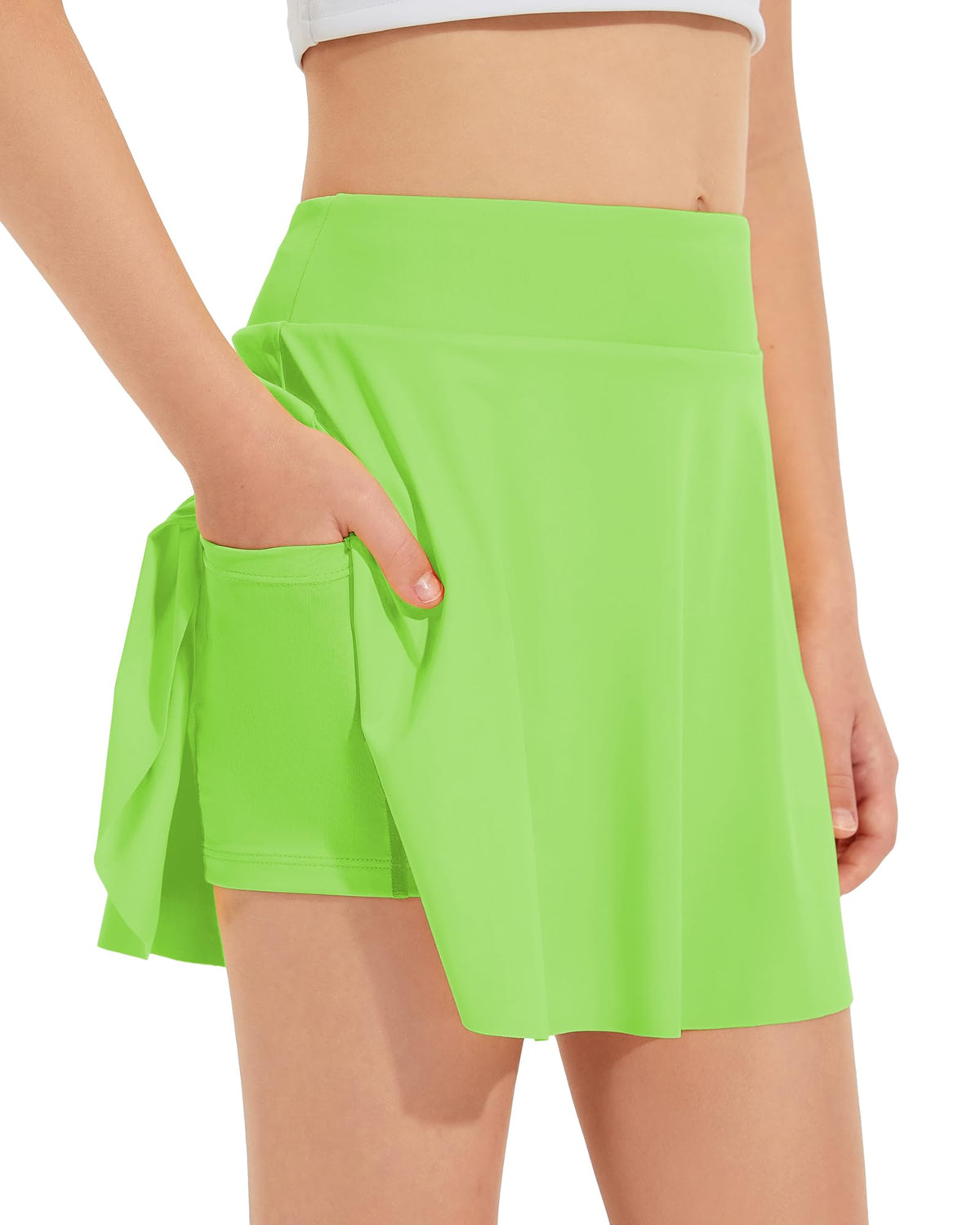 Girls Tennis Skirts, Casual Cute Kids Girls Athletic Skorts with Pocket Liner, Workout Sports Running Shorts, 5-14Y