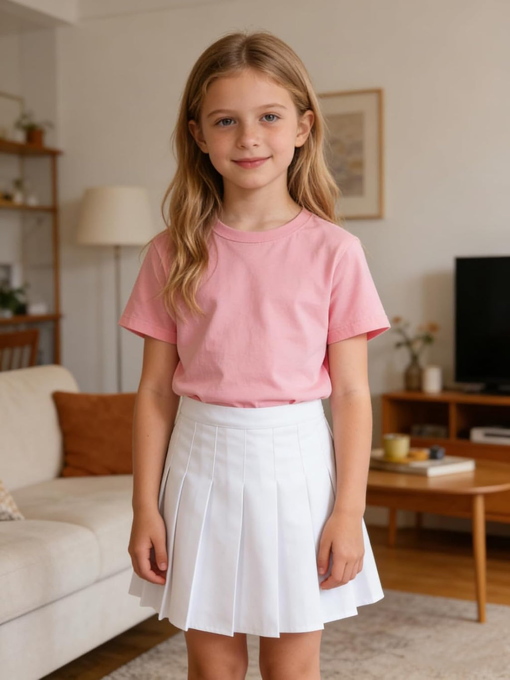 Girls' Pleated Skirts High-Waist A-line Skirt with Built-in Shorts 6-14Y