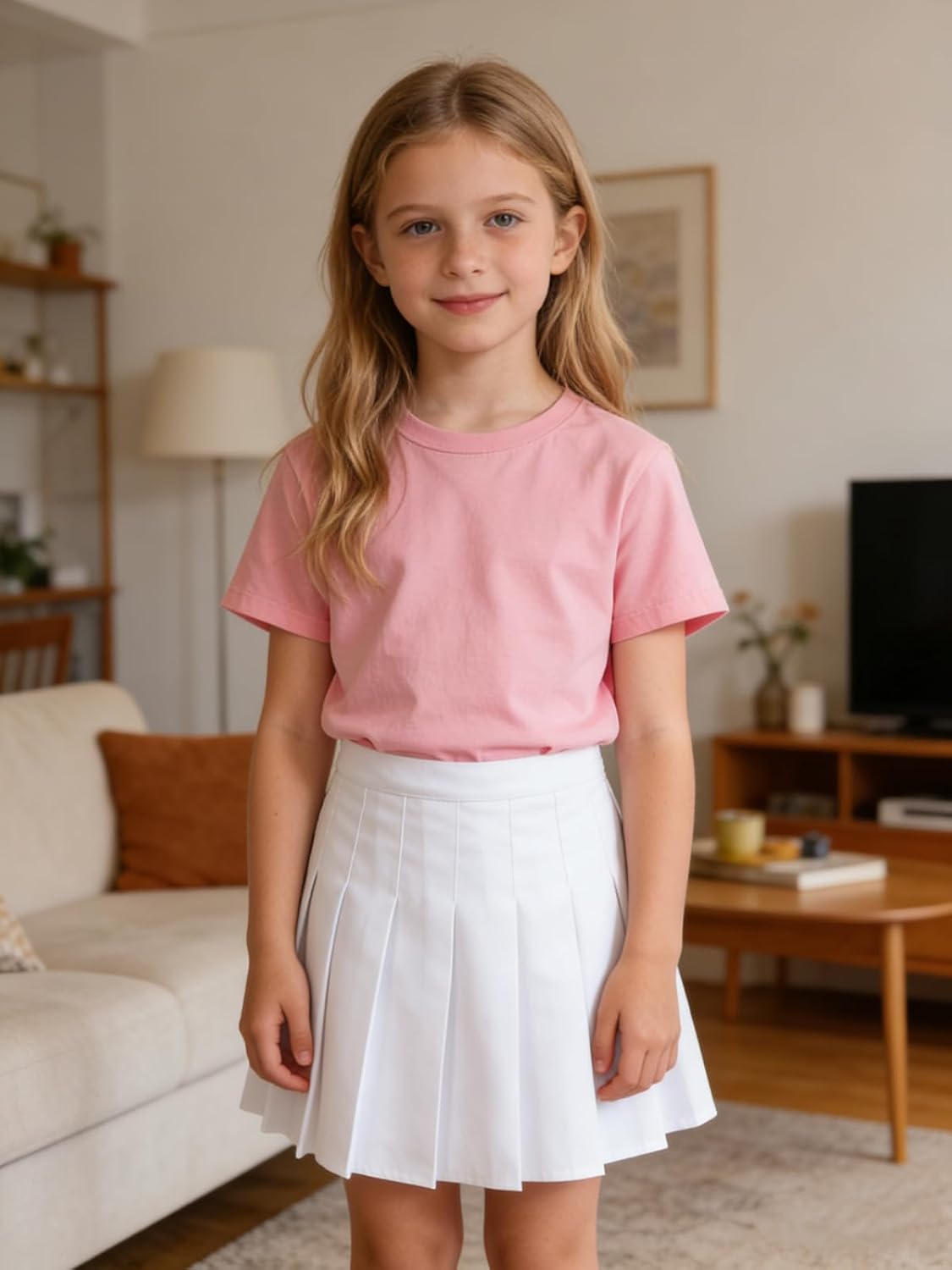 Girls' Pleated Skirts High-Waist A-line Skirt with Built-in Shorts 6-14Y