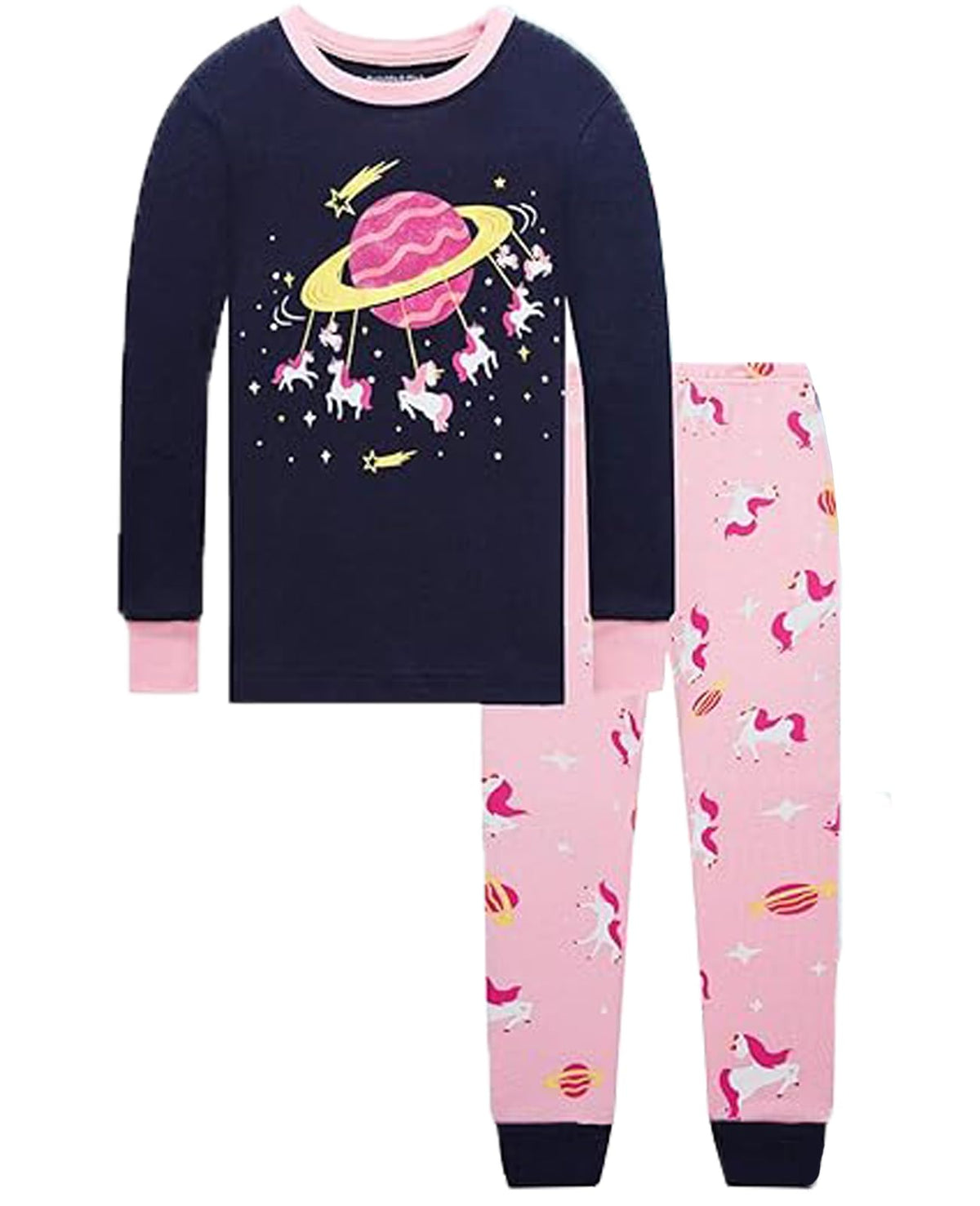 Dolphin&Fish Girls Cotton Pajamas Toddler 2 Pieces Pjs Kids Sleepwear Clothes Long sleeve Sets