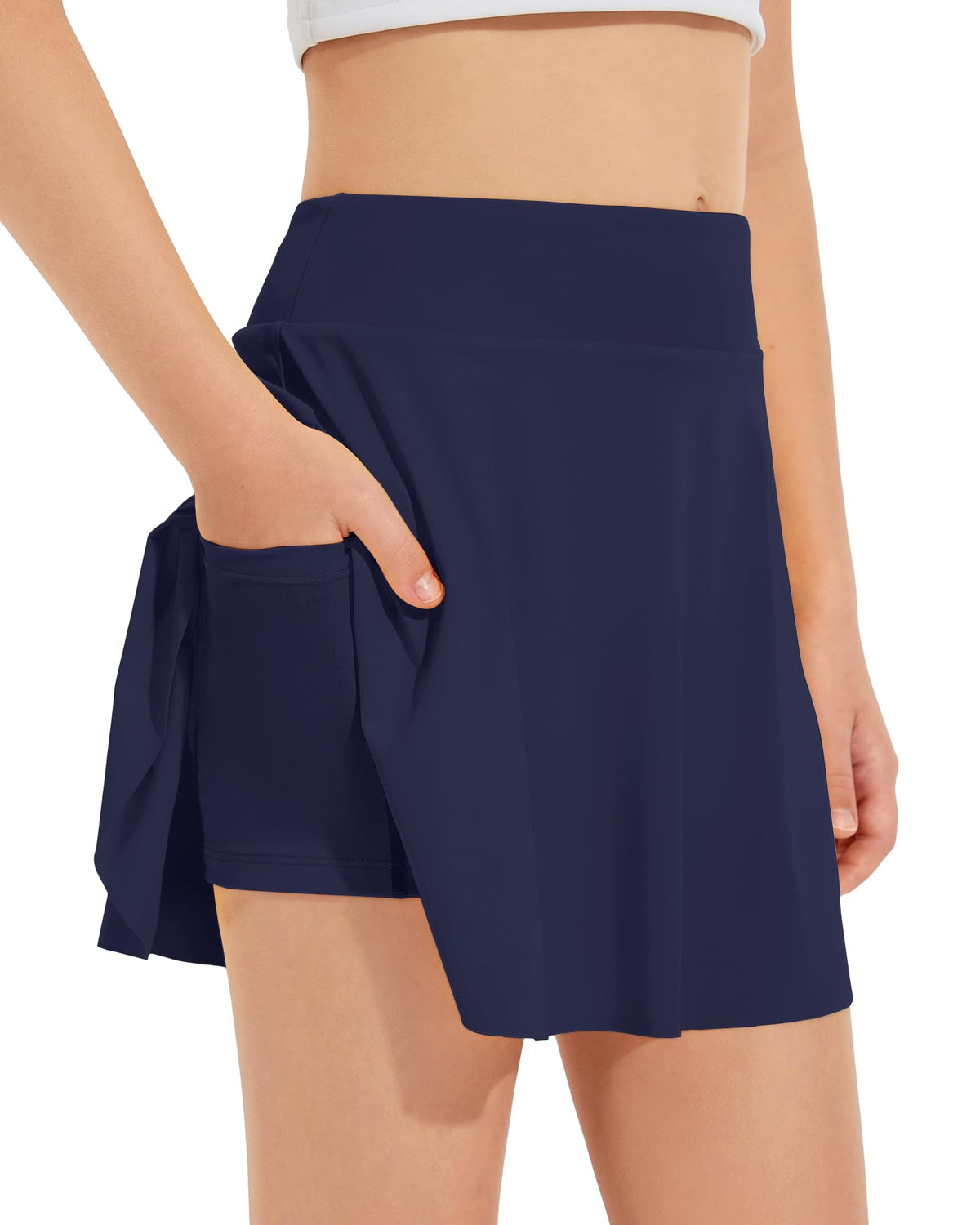 Girls Tennis Skirts, Casual Cute Kids Girls Athletic Skorts with Pocket Liner, Workout Sports Running Shorts, 5-14Y