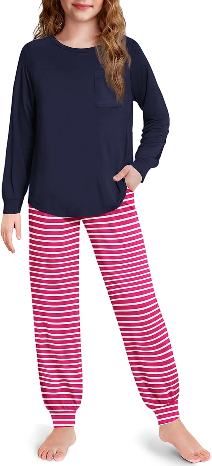 Arshiner Pajamas for Girls Long Sleeve Pjs Set Soft Ankle Cuff Sleepwear