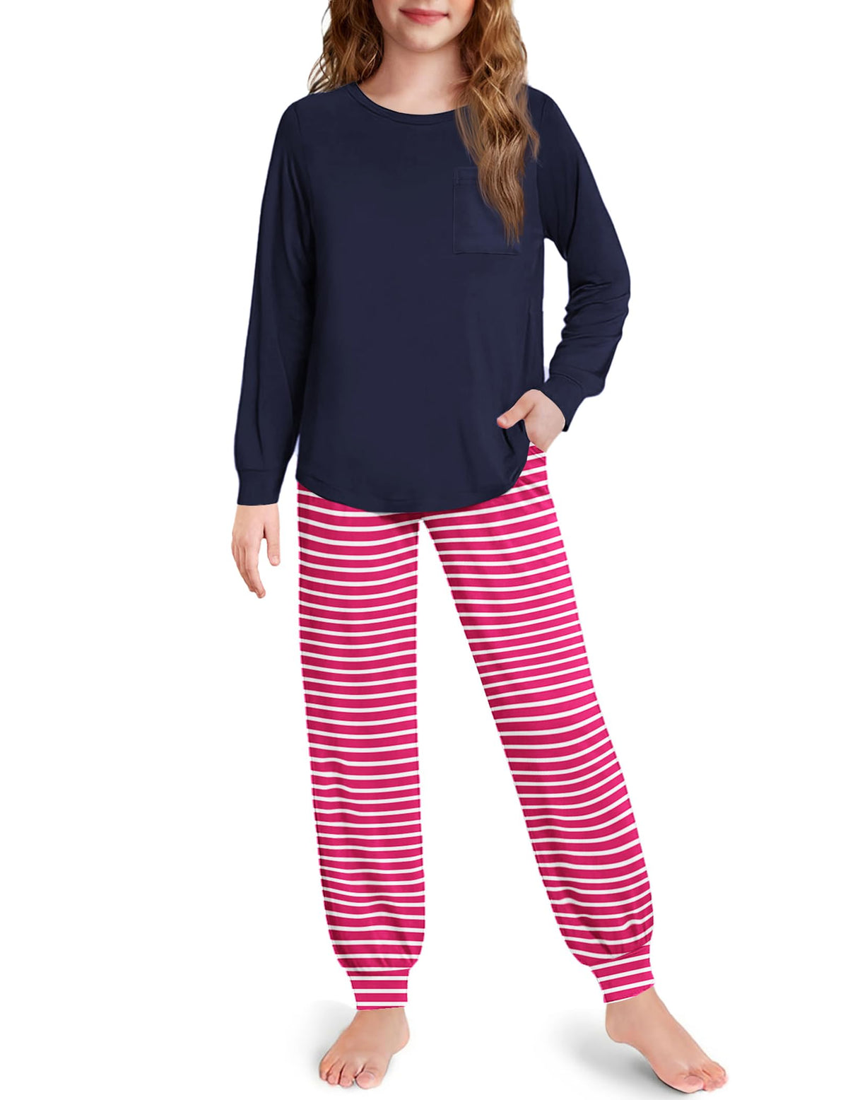 Arshiner Pajamas for Girls Long Sleeve Pjs Set Soft Ankle Cuff Sleepwear