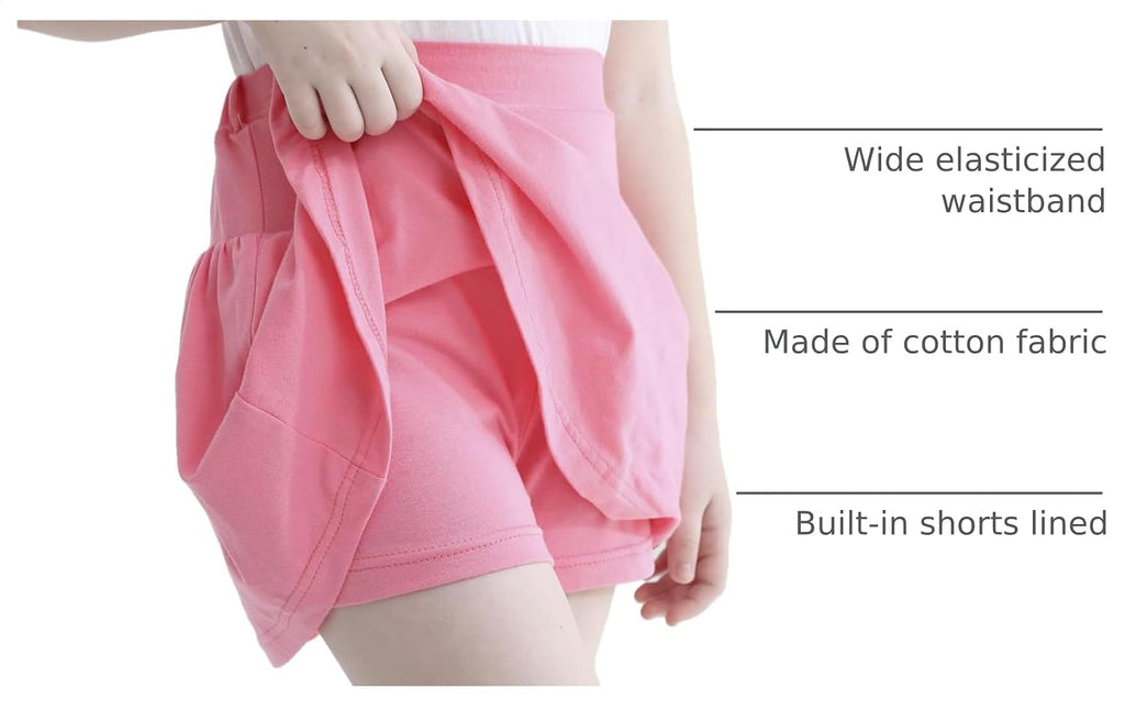 A-line Skirts for Girls Kids Ruffle Tennis Skort with Built-in Shorts