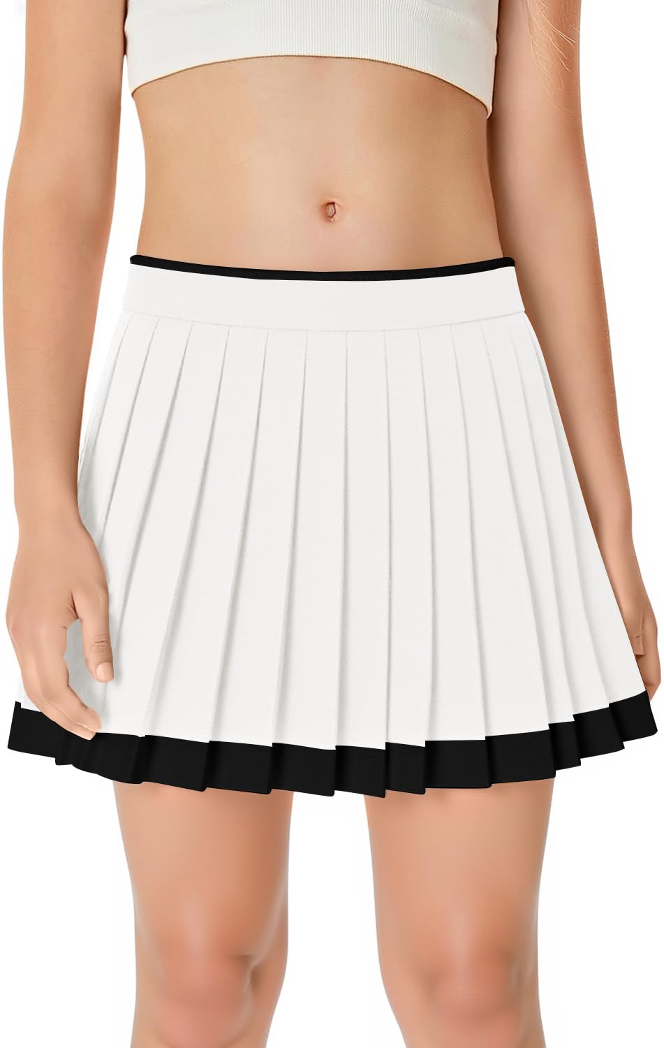 Haloumoning Girls Pleated Tennis Skirts Athletic Skorts with Pockets