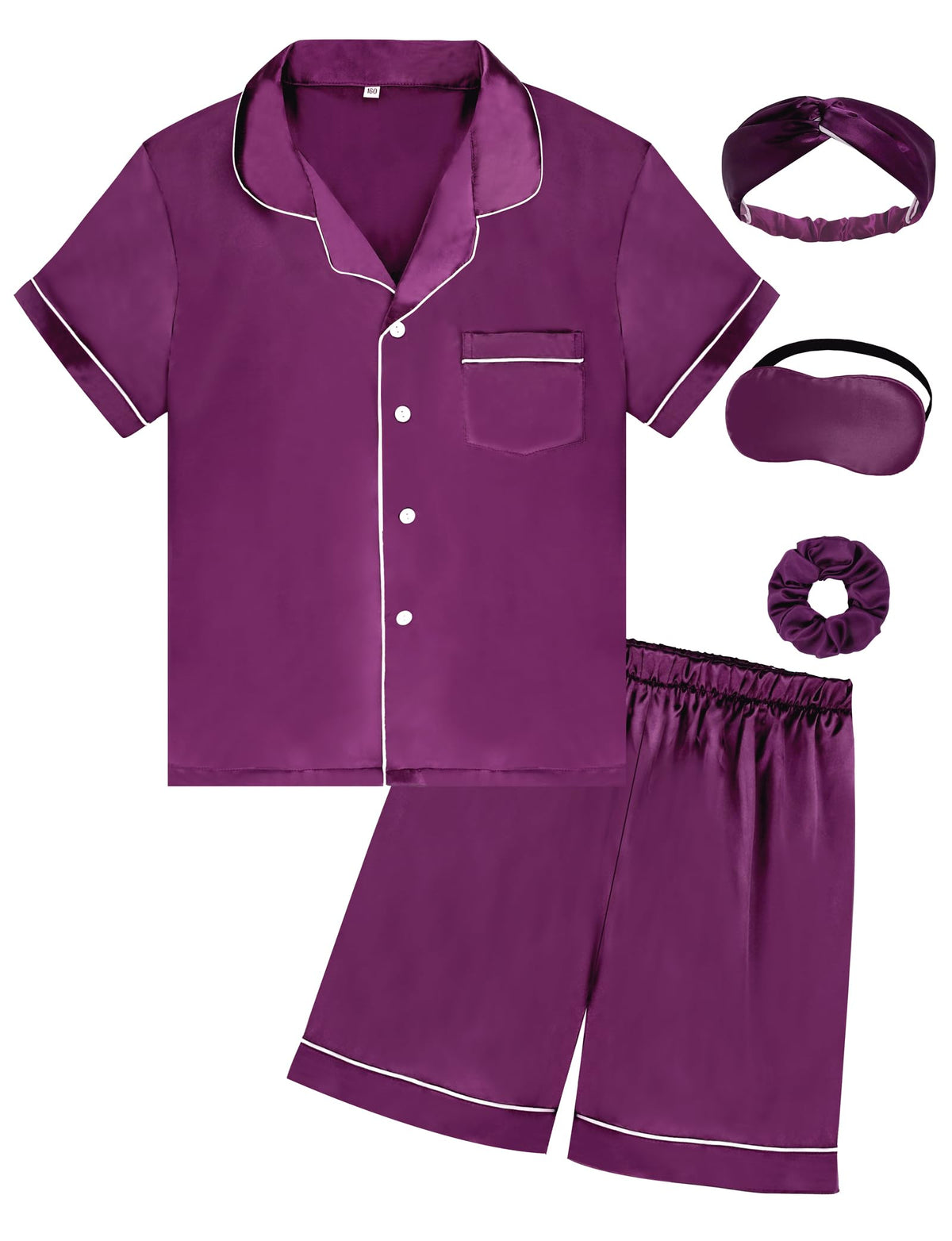 SEALINF Satin Girl Pajama Set Silk Pajamas for Girls With Eyemask 2 Pcs Button-up Sleepwear Kid Pjs Nightwear
