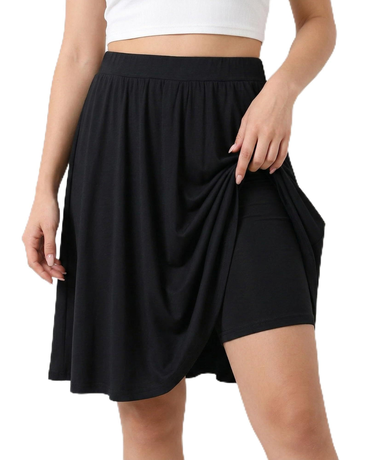 Girls Knee Length Skirt : Aline Pleated Skirt Built-in Shorts or Leggings Basic Skorts Size 6-14Y