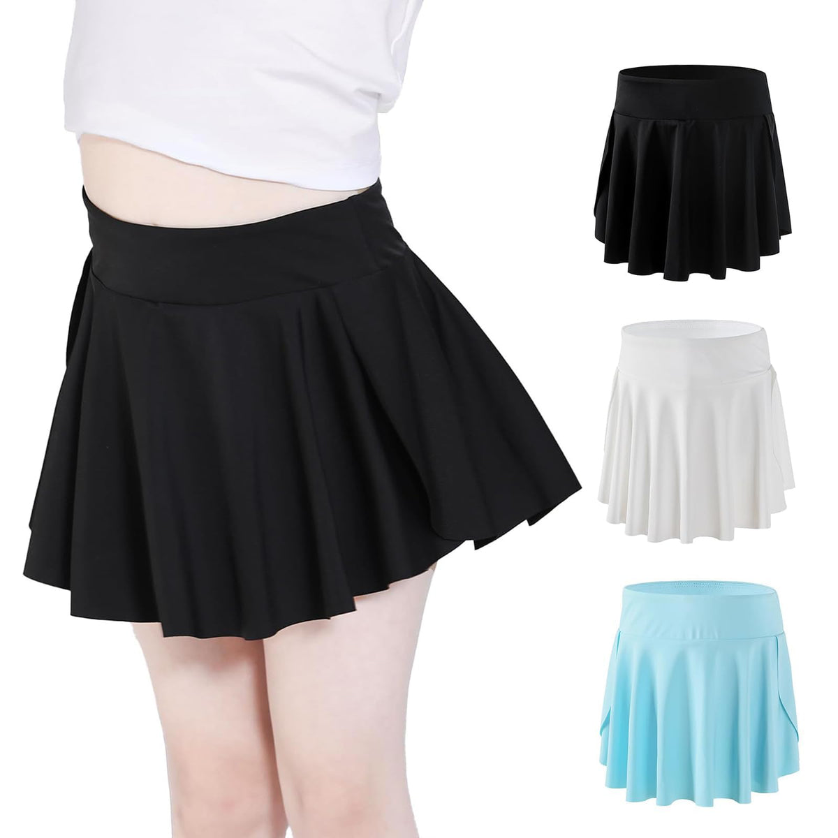 Skort Girls, Athletic Skirts for Tennis Golf, Butterfly Flowy Shorts for Kids, Shorts with Pocket
