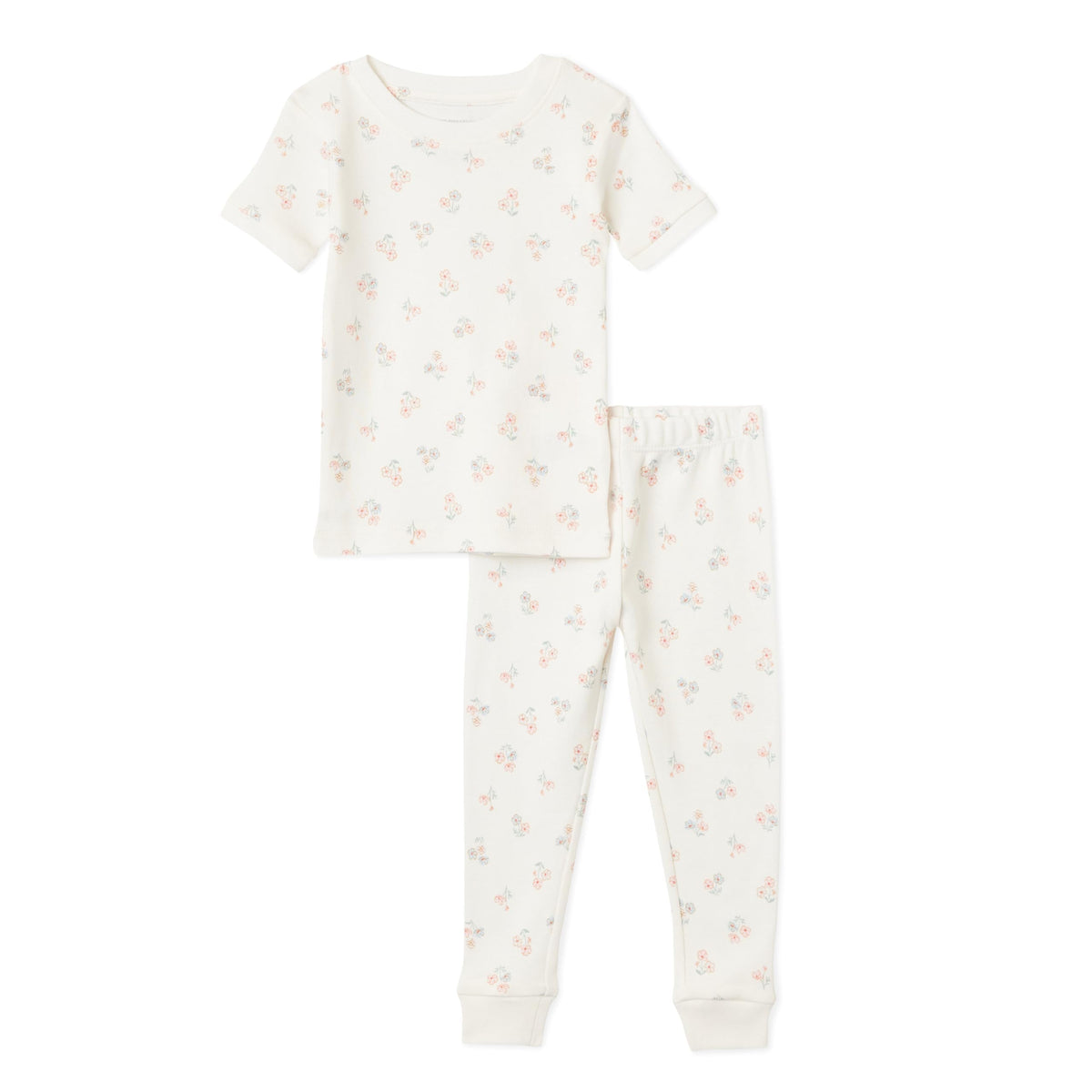 Amazon Essentials Girls' Snug-Fit Cotton Pajama Set, Short-Sleeve T-Shirt and Pants
