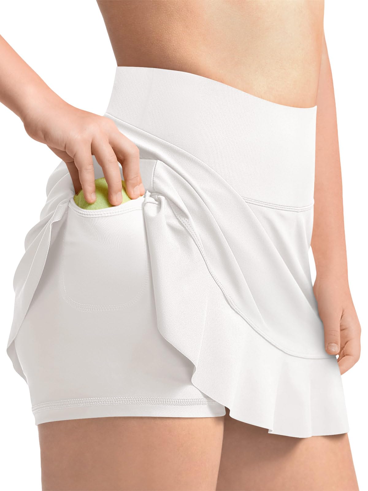 Haloumoning Girls A-line Tennis Skirts with Shorts Athletic Skorts 5-14Y