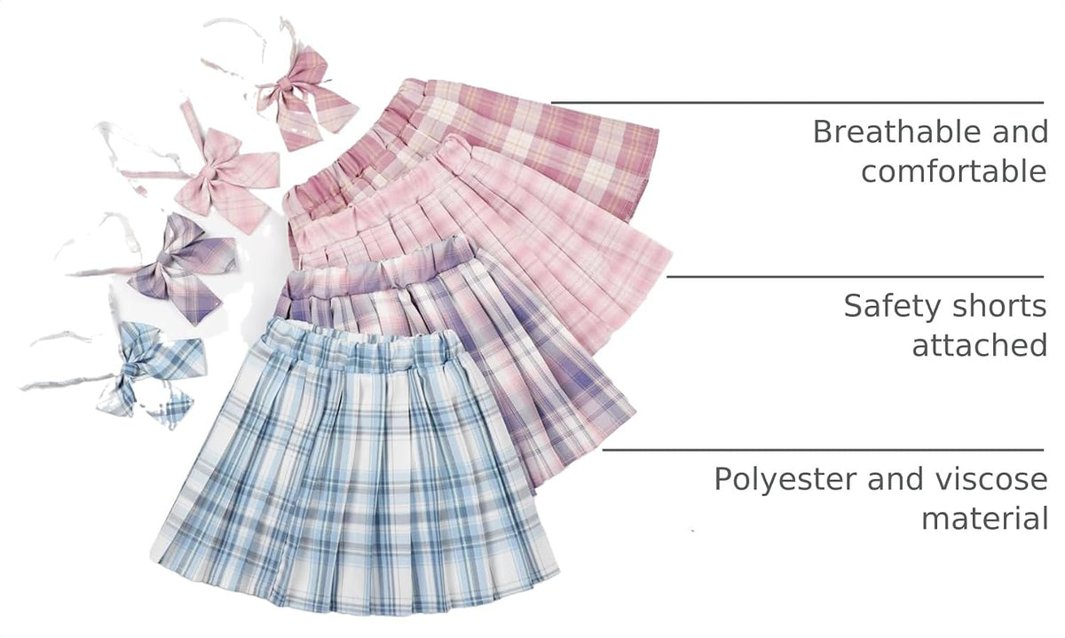 KEREDA Girls Pleated Mini Skirt High Waist Tennis School Uniform Skirts