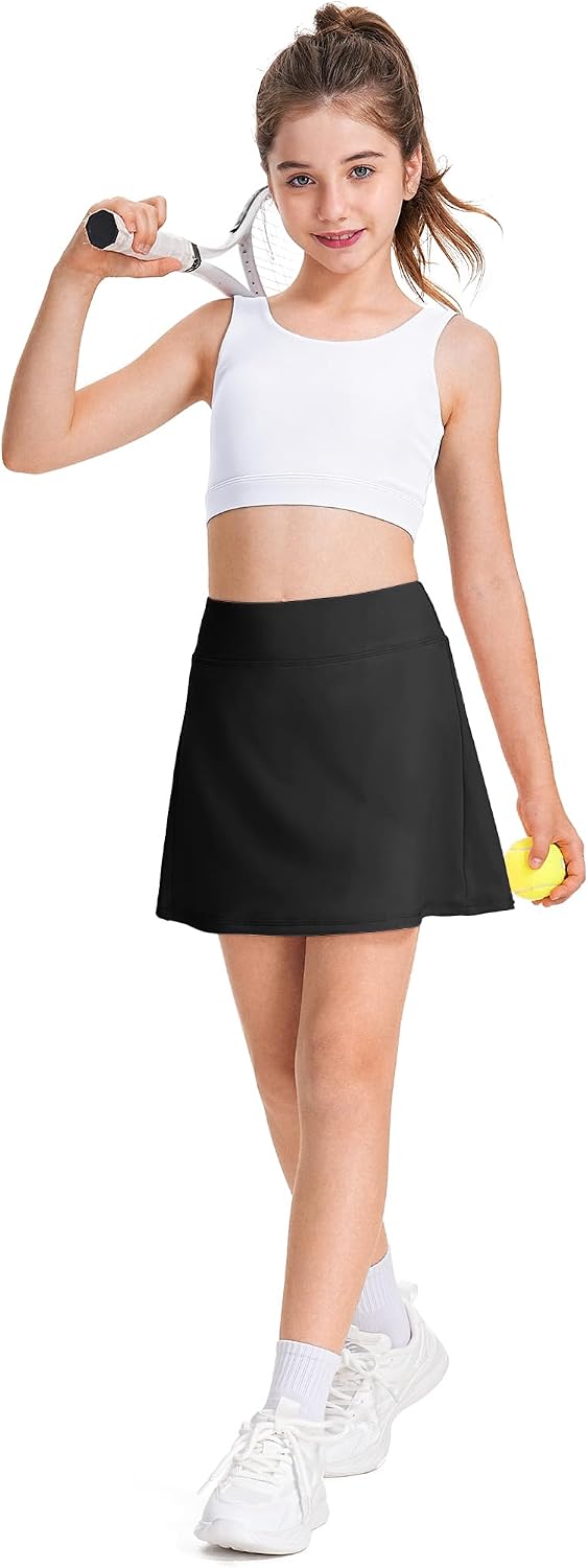 HASMES Girls Tennis Skirt with Shorts High Waist Athletic Skort