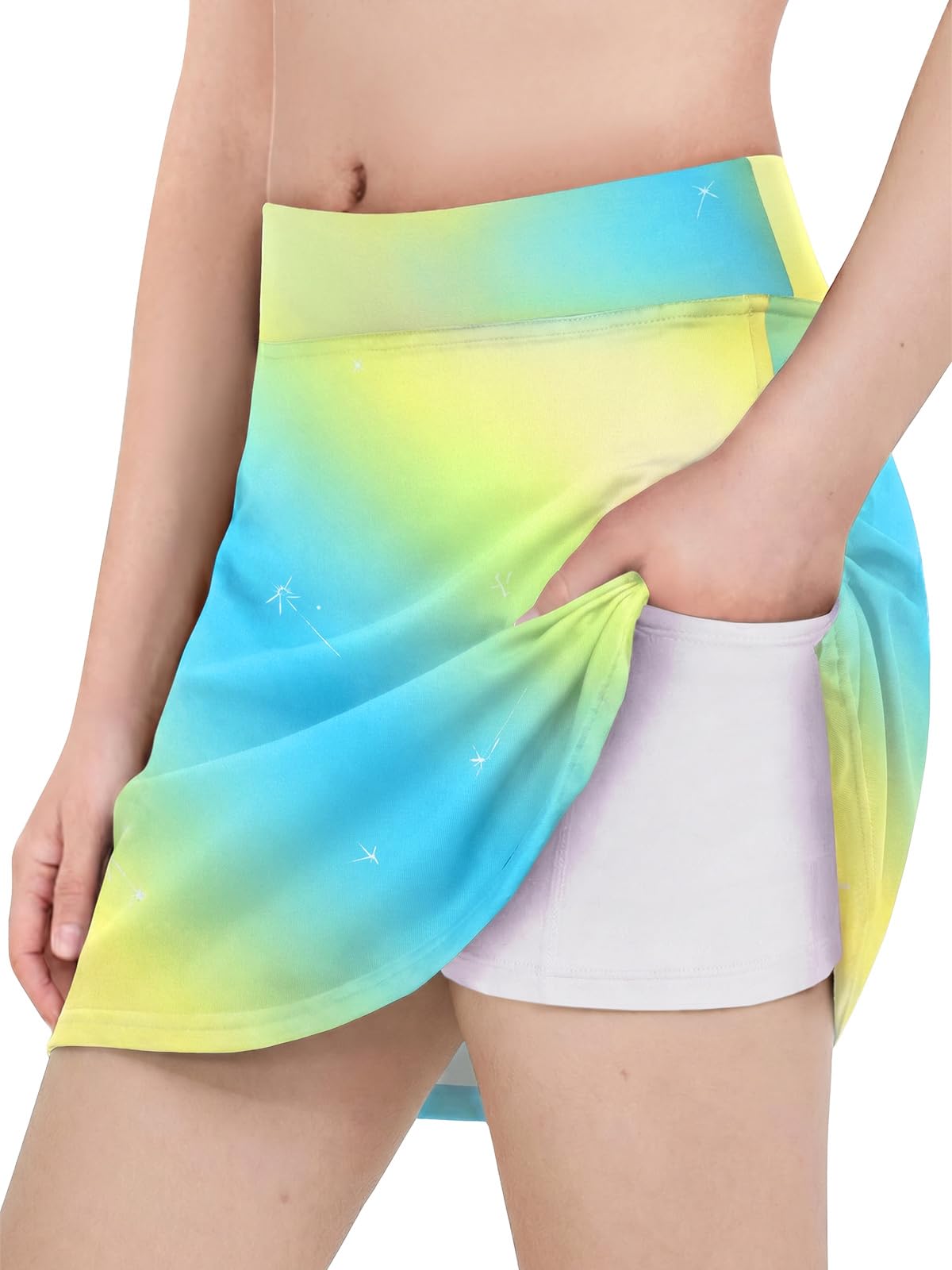 Haloumoning Girls Tennis Athletic Skorts Workout Skirts with Shorts 5-14Y