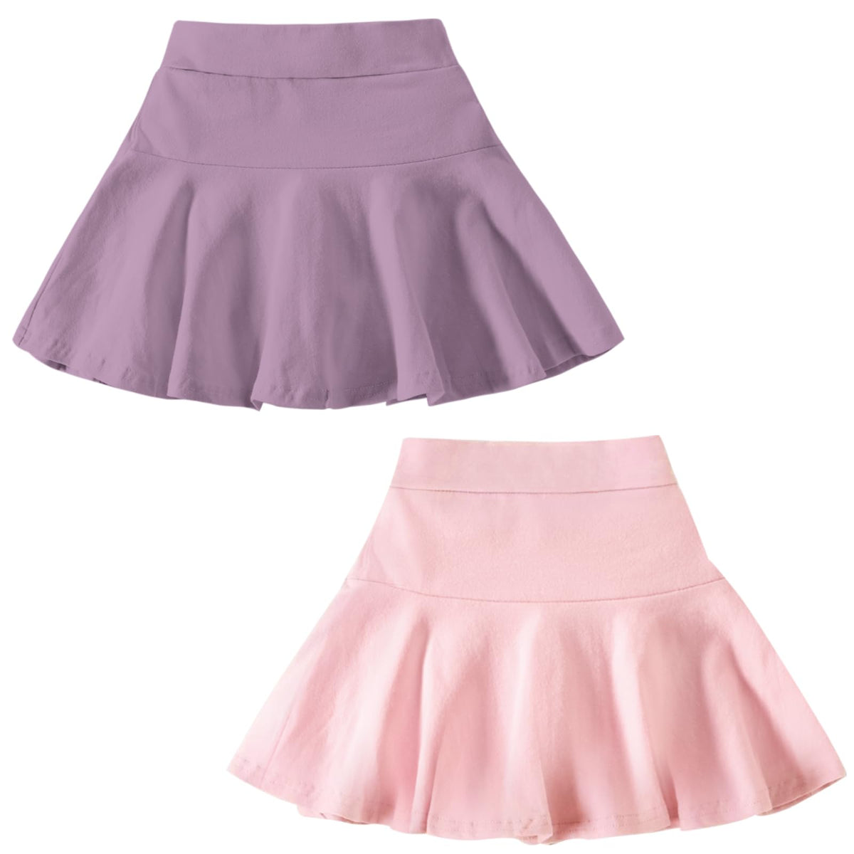DREAM BUS 2 Pack Girl Pleated Skirts Built in Shorts Little Kid Tennis Skorts Toddler Girl Athletic Flowy Skorts Skirts
