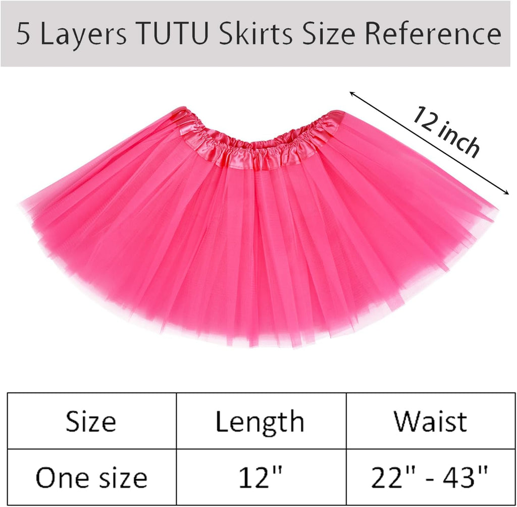 Women Tutu Skirt 5 Layers Tulle Girl Fluffy Ballet Skirt Rave Costume Party