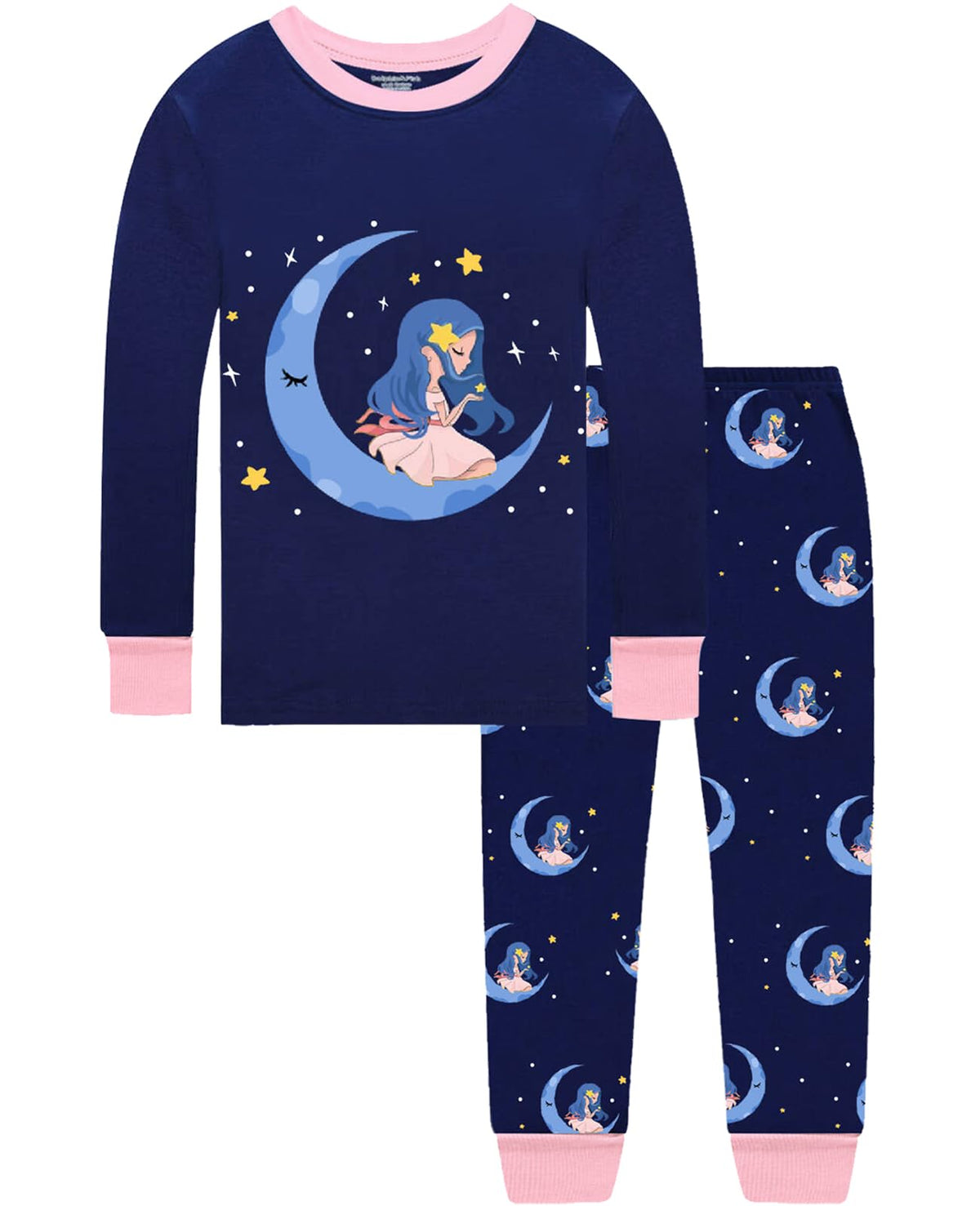 Dolphin&Fish Girls Cotton Pajamas Toddler 2 Pieces Pjs Kids Sleepwear Clothes Long sleeve Sets