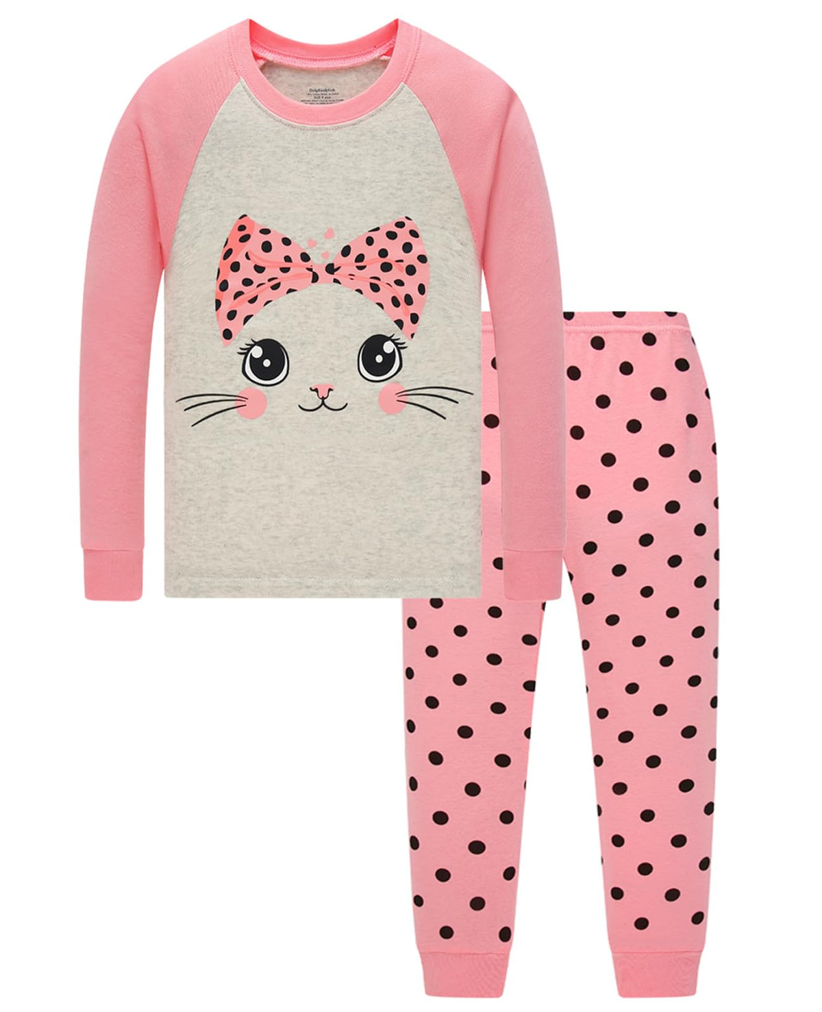 Dolphin&Fish Girls Cotton Pajamas Toddler 2 Pieces Pjs Kids Sleepwear Clothes Long sleeve Sets