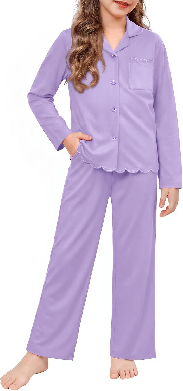 Arshiner Girls Pajamas Long Sleeve Sleepwear Cute Printed Button Down Pjs