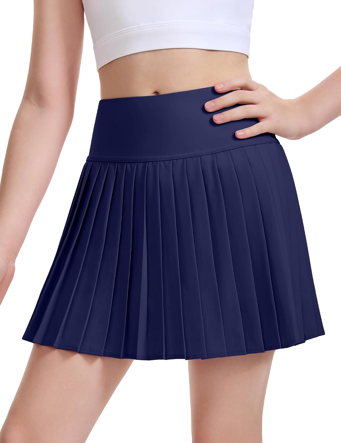 JOCMIC Girls Tennis Skirt with Shorts Athletic Pleated Skort with Pockets