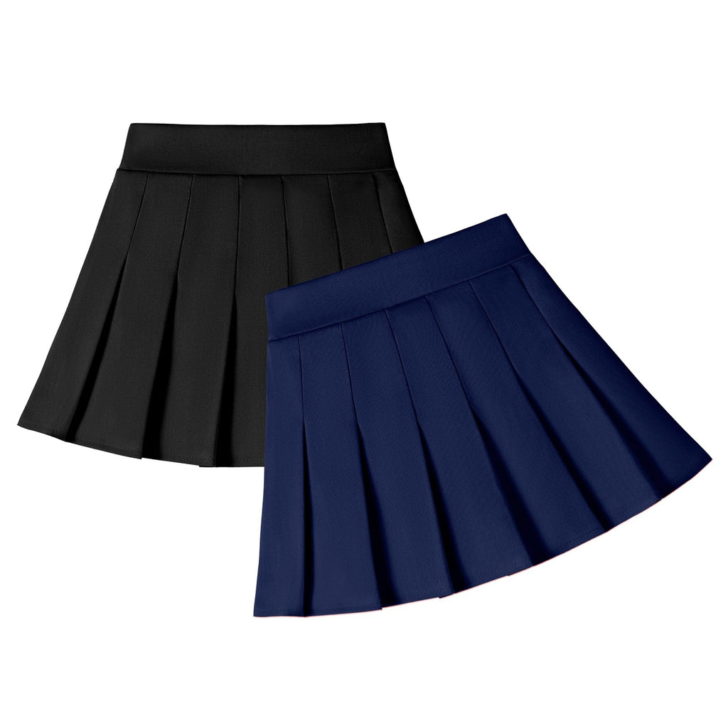 2 Pack Toddler Girls Pleated Tennis Skorts with Built-in Shorts