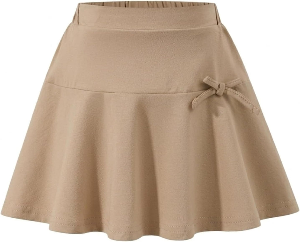 Girls School Uniform Skirts: High Elastic Waist Mini Pleated Skirt Casual Stretch Skater Skort for Girls 4-9 Years
