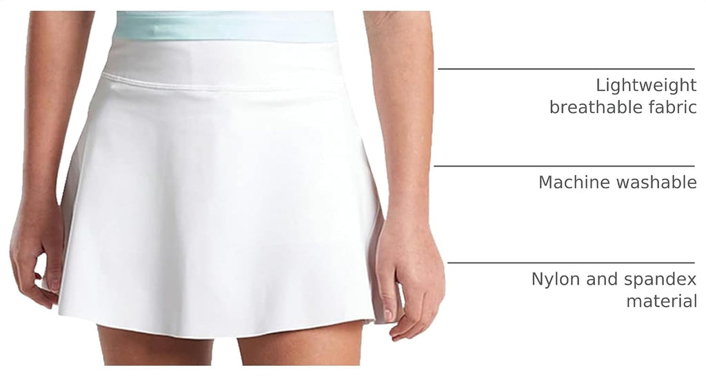 rrhss Girl's Active Skort High Waisted Tennis Skirt Solid Lightweight Running Sport Golf Skorts