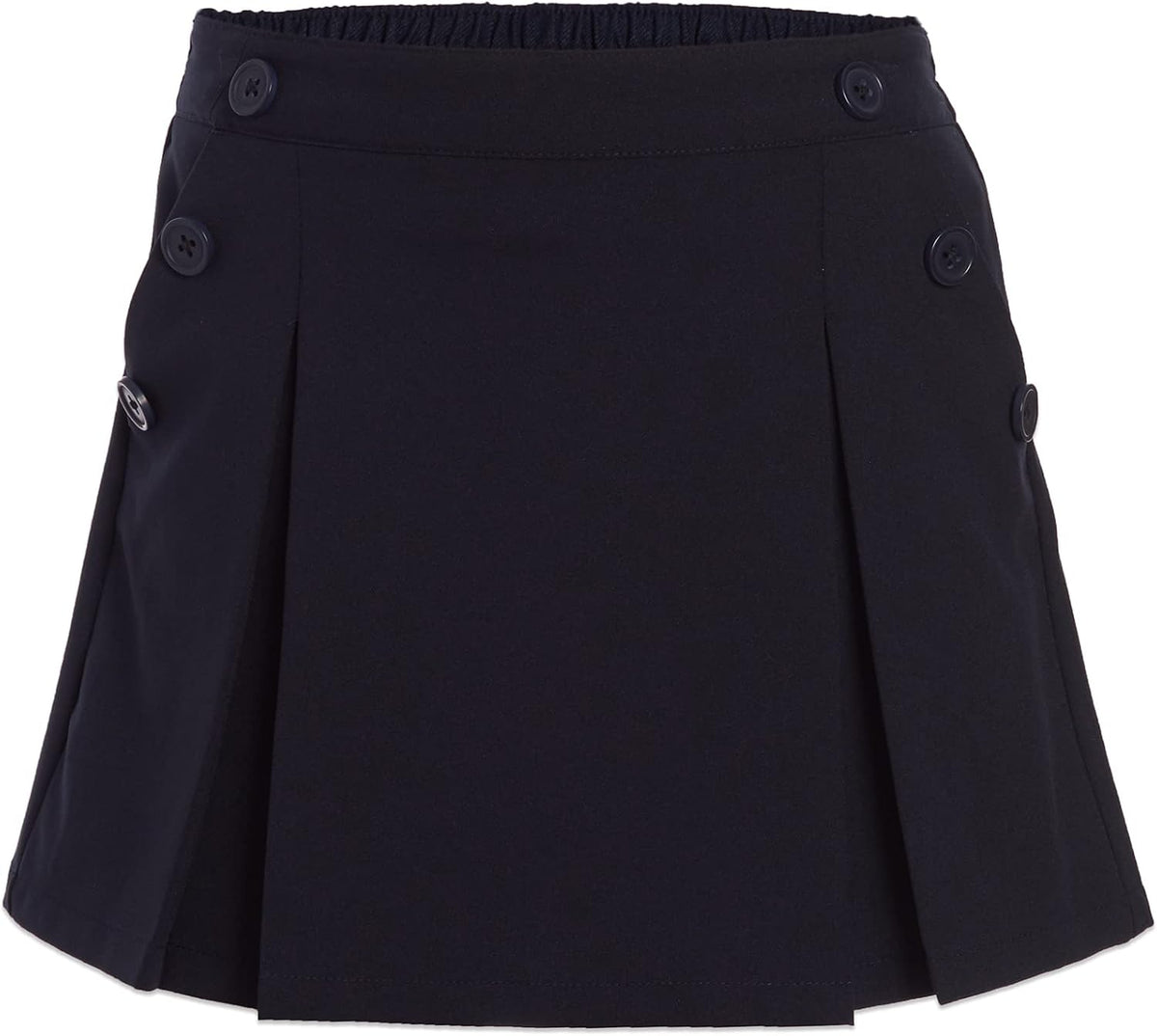 Nautica Girls' School Uniform Pull-on Scooter Skirt With Undershorts, Poplin Style With Button Pockets