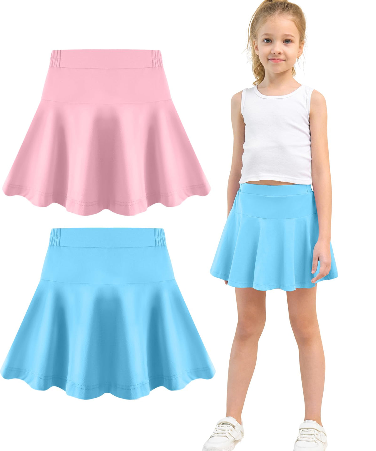 Toddler Skirt Little Girls Athletic Uniform Skorts Golf Outfit Cheer Tennis Skirts with Shorts