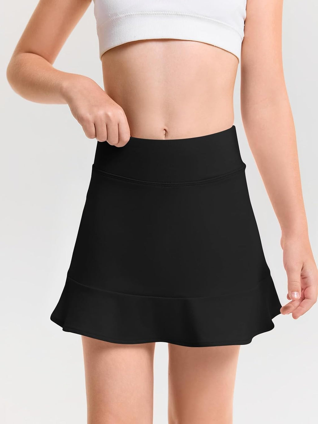 Haloumoning Girls A-line Tennis Skirts with Shorts Athletic Skorts 5-14Y