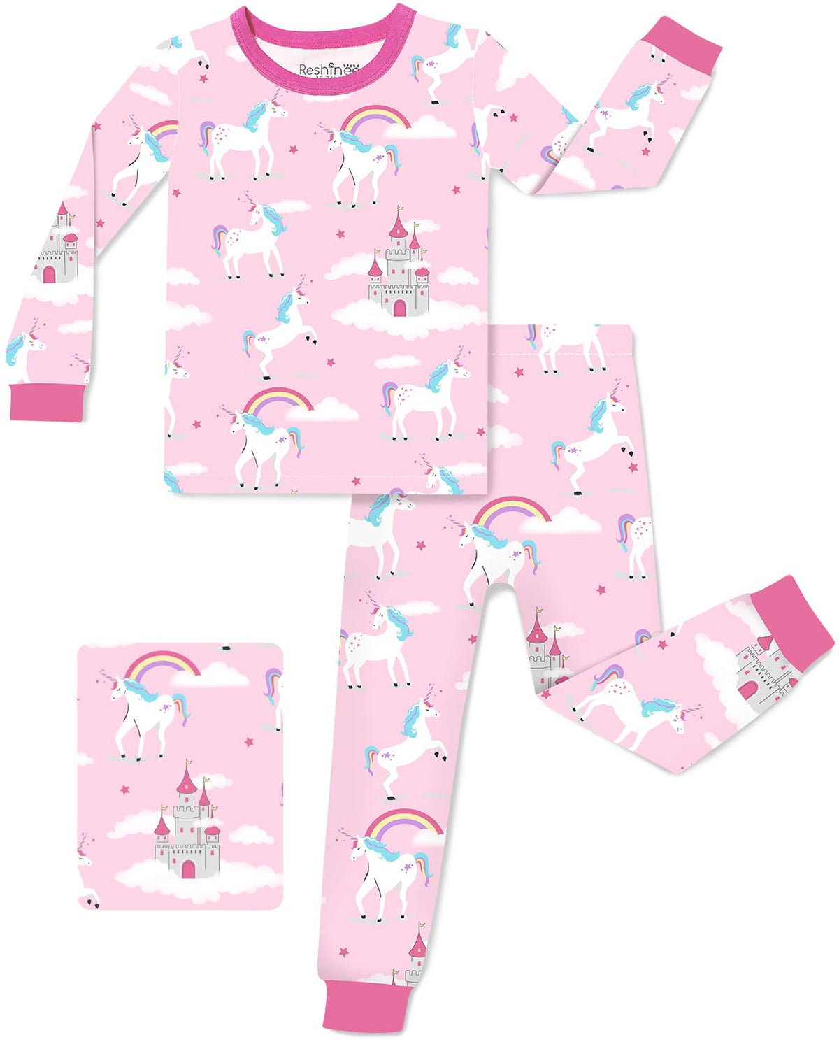 babee Reshinee Bamboo Viscose Toddler Girls Kids Pajamas Unicorn Mermaid Pjs Long Sleeve Snug fit 12M-8Y 2pcs Soft Jammies