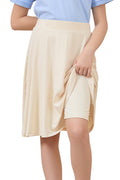 Zando Knee Length Skorts for Girls A Line Uniform Skirt with Shorts 6-14Y