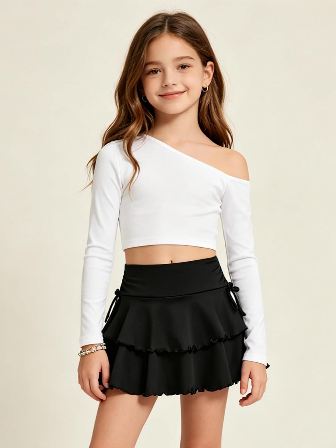 SOLY HUX Girl's Cute Mini Skirt with Built-in Shorts