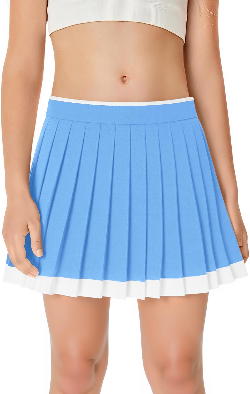 Haloumoning Girls Pleated Tennis Skirts Athletic Skorts with Pockets