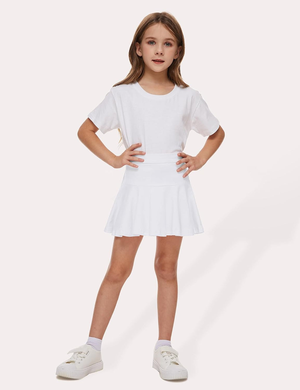 DREAM BUS 2 Pack Toddler Girls Skirts with Built-in Shorts, Cotton Pleated Tennis Skorts with Pocket for Little Girls