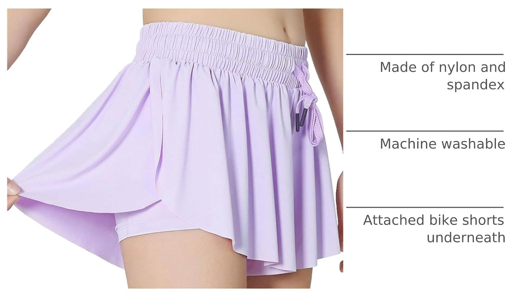 Girls Butterfly Shorts Kids Flowy Short Running Girl's Skirts Athletic Skorts with Pocket
