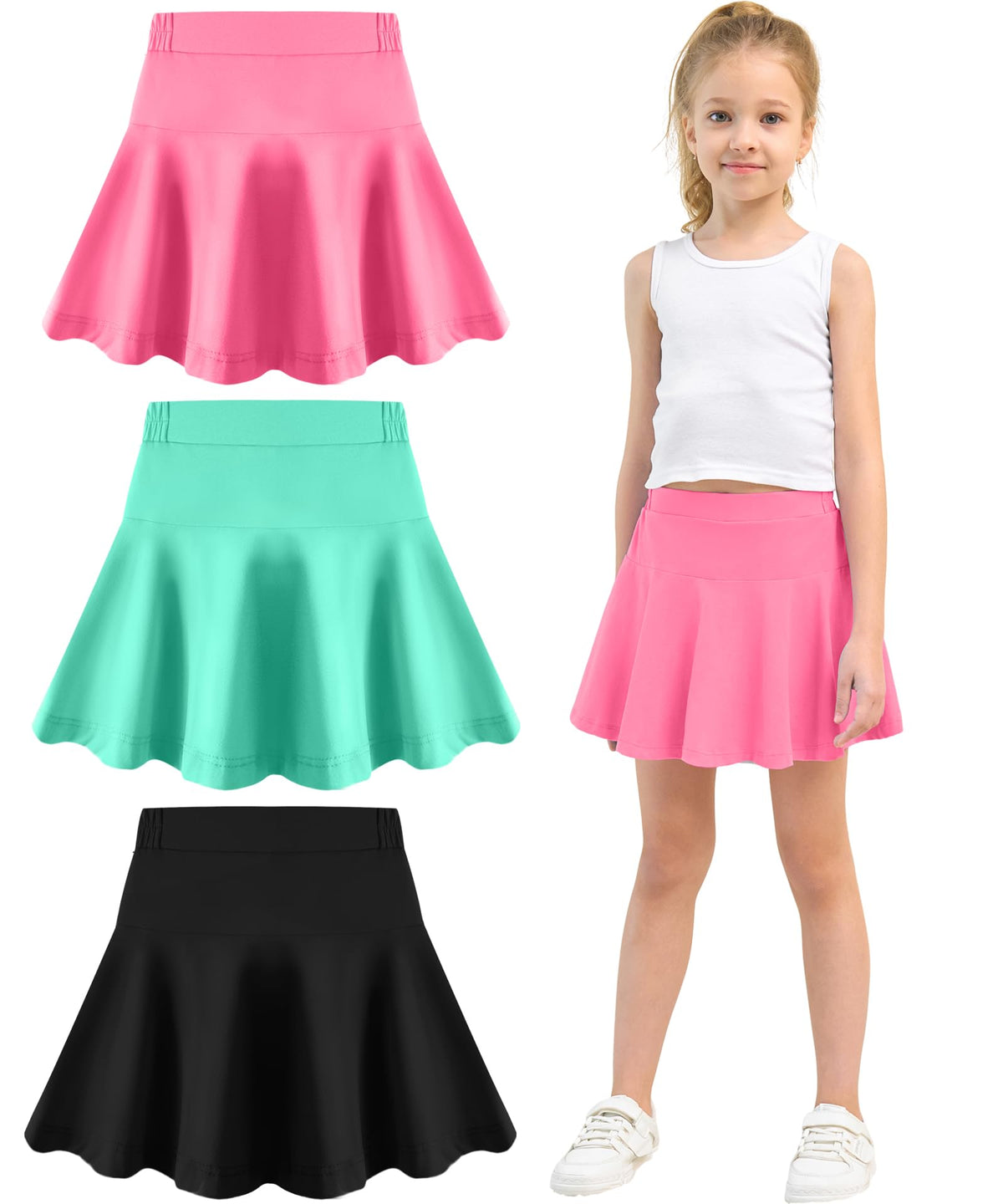 Toddler Skirt Little Girls Athletic Uniform Skorts Golf Outfit Cheer Tennis Skirts with Shorts