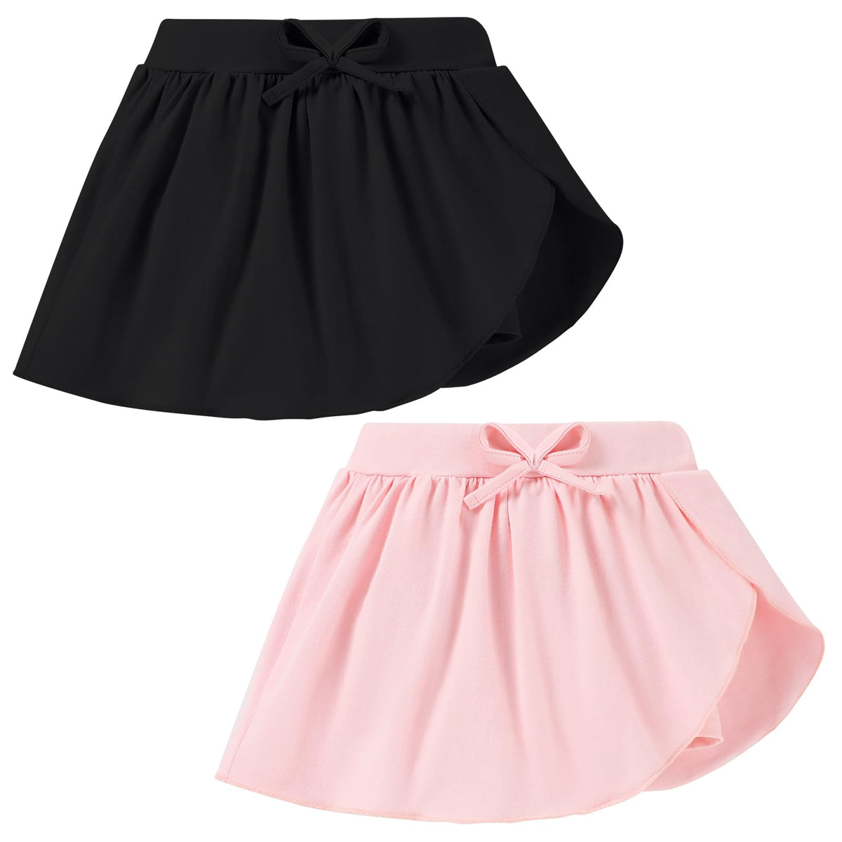 2 Pack Toddler Girls Skirts Skorts Built in Shorts Elastic Flared Baby Flowy Tennis Athletic Skirts Skorts for Girls