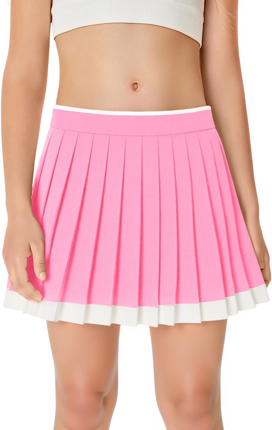 Haloumoning Girls Pleated Tennis Skirts Athletic Skorts with Pockets