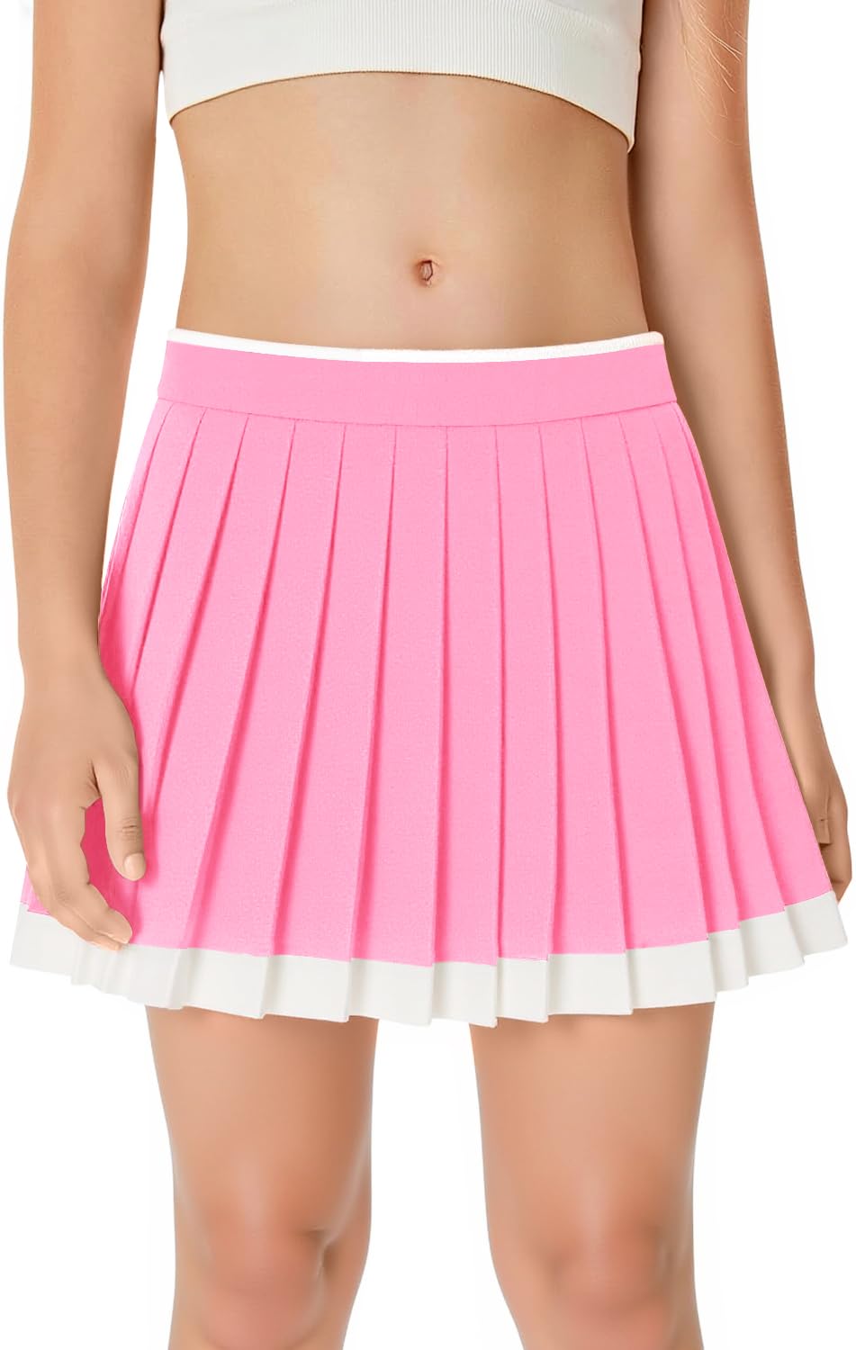 Haloumoning Girls Pleated Tennis Skirts Athletic Skorts with Pockets