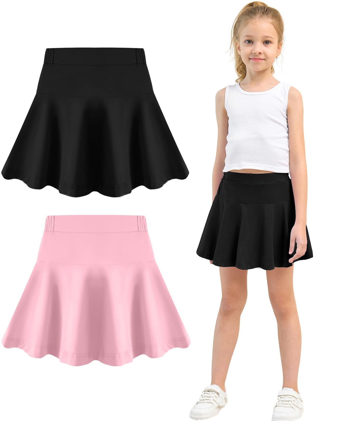 Toddler Skirt Little Girls Athletic Uniform Skorts Golf Outfit Cheer Tennis Skirts with Shorts