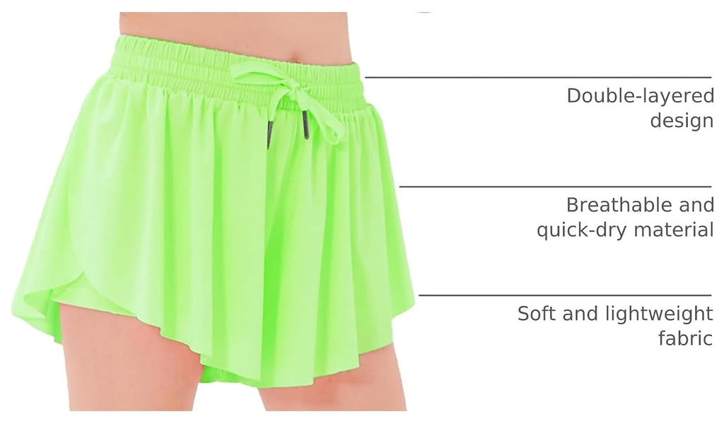 Stelle Girls Butterfly Shorts with Pockets Athletic Running Sports Skirt