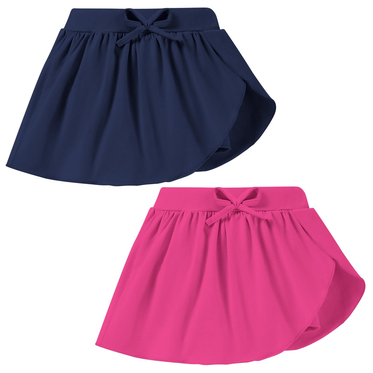 2 Pack Toddler Girls Skirts Skorts Built in Shorts Elastic Flared Baby Flowy Tennis Athletic Skirts Skorts for Girls