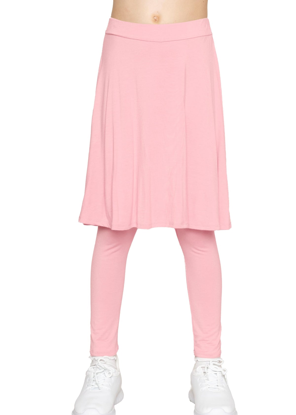STRETCH IS COMFORT Girls Knee Length A-line Skirt with Built-in Shorts or Leggings