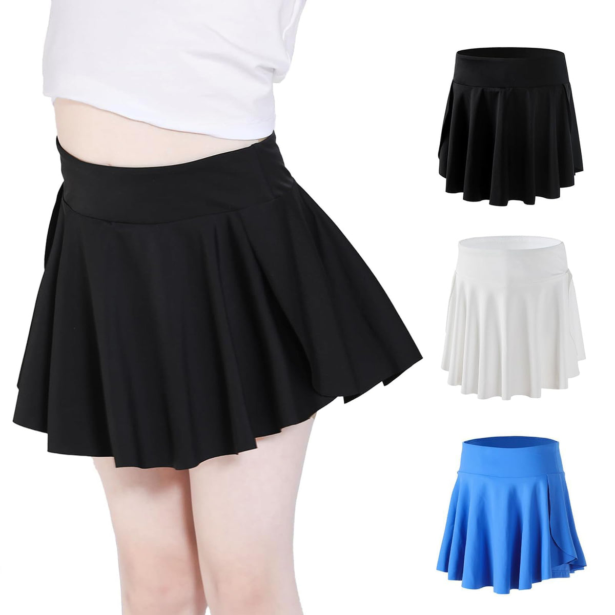Skort Girls, Athletic Skirts for Tennis Golf, Butterfly Flowy Shorts for Kids, Shorts with Pocket