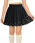 Haloumoning Girls Pleated Skirt Kids Cute High Waist Layered Polka Dots School Uniform Skort Skirts 5-14 Years