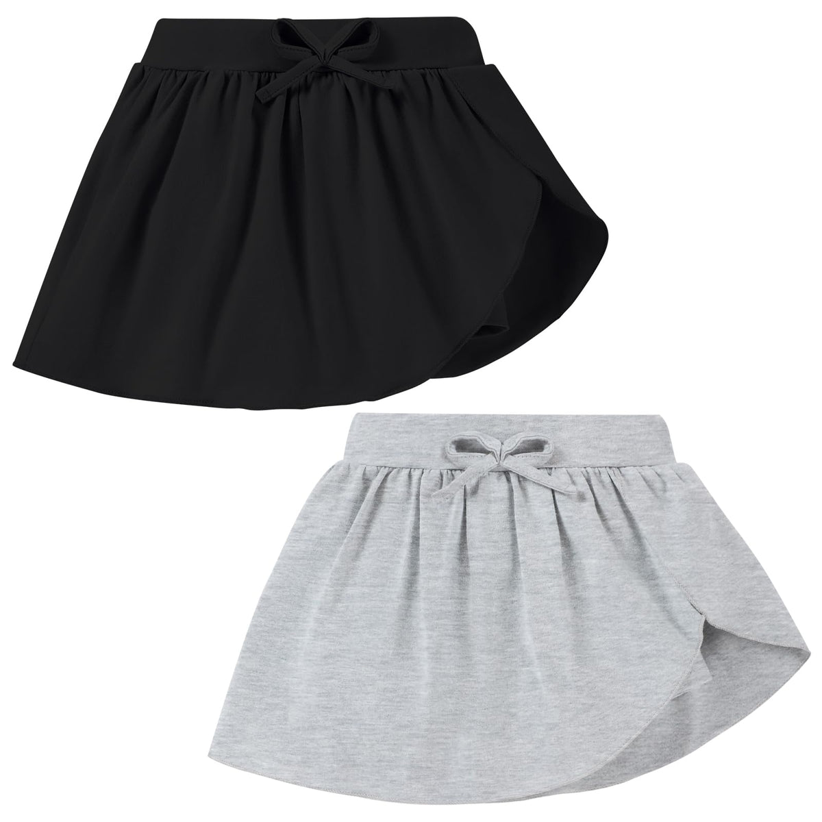 2 Pack Toddler Girls Skirts Skorts Built in Shorts Elastic Flared Baby Flowy Tennis Athletic Skirts Skorts for Girls