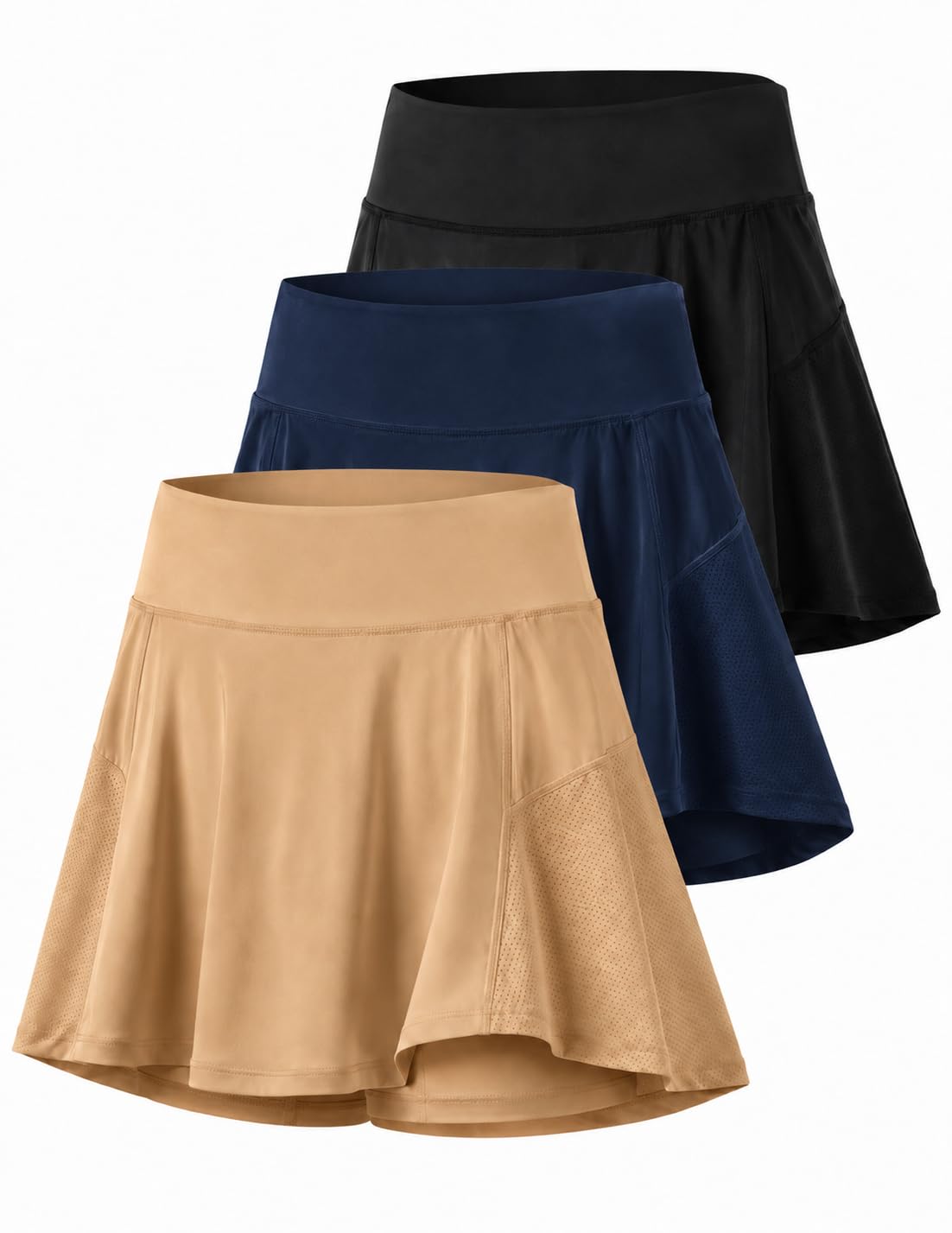 3 Pack Youth Girls Athletic Skirts with Built-in Shorts